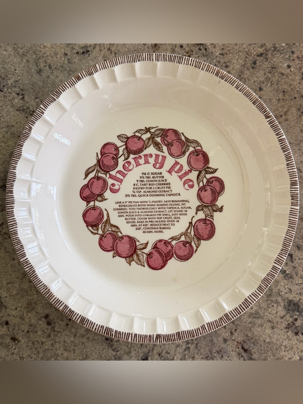 Vintage Royal China Cherry Pie Recipe Dish